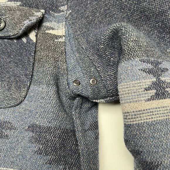 Jachs Men’s Patterned Wool Blend Button Shirt Jacket Fully Lined Navy Small - Picture 4 of 10